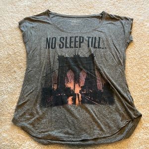 Heather gray tshirt from AEO, size small. “No sleep till (Brooklyn)”